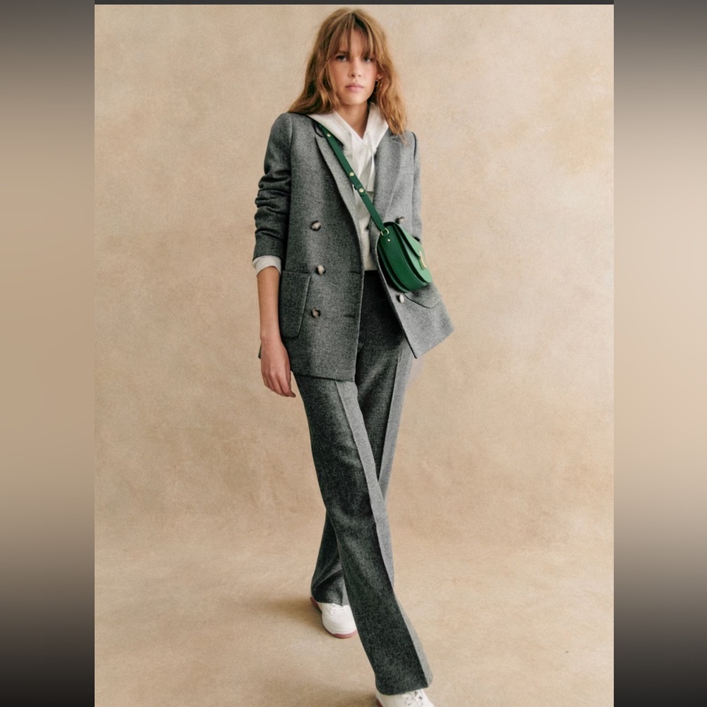 Sezane Michele Jacket Mottled Grey - Size 4
